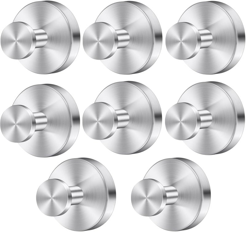 Fasbeu Silver Waterproof Suction Cup Hooks, 8-Pack Heavy Duty Stainless Steel No Drill Shower Hooks for Hanging Towels, Robes, Loofahs, Holder Holds Strong on Tile, Glass, Mirror, Wall, Bathroom Door - Image 1
